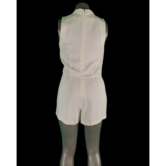 TopShop Tuxedo Romper Wrap Sleeveless Dress Skort Dress Ivory Crepe Satin Sz 6 - Picture 5 of 12